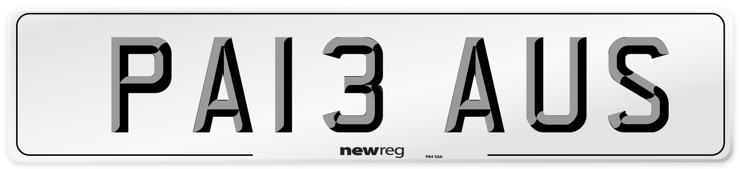 PA13 AUS Number Plate from New Reg